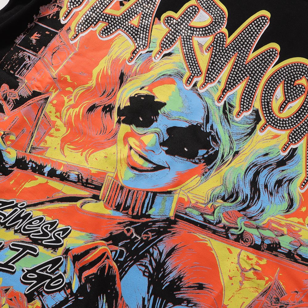 HARMONY Baseball Player Rhinestone Graphic T-Shirt ¡ª detail
