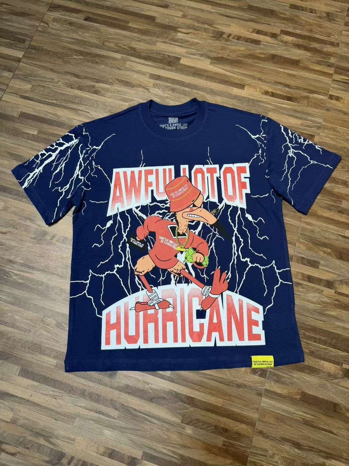 THAT'S A AWFUL LOT OF COUGH SYRUP Lightning Cartoon Graphic T-Shirt ¡ª front
