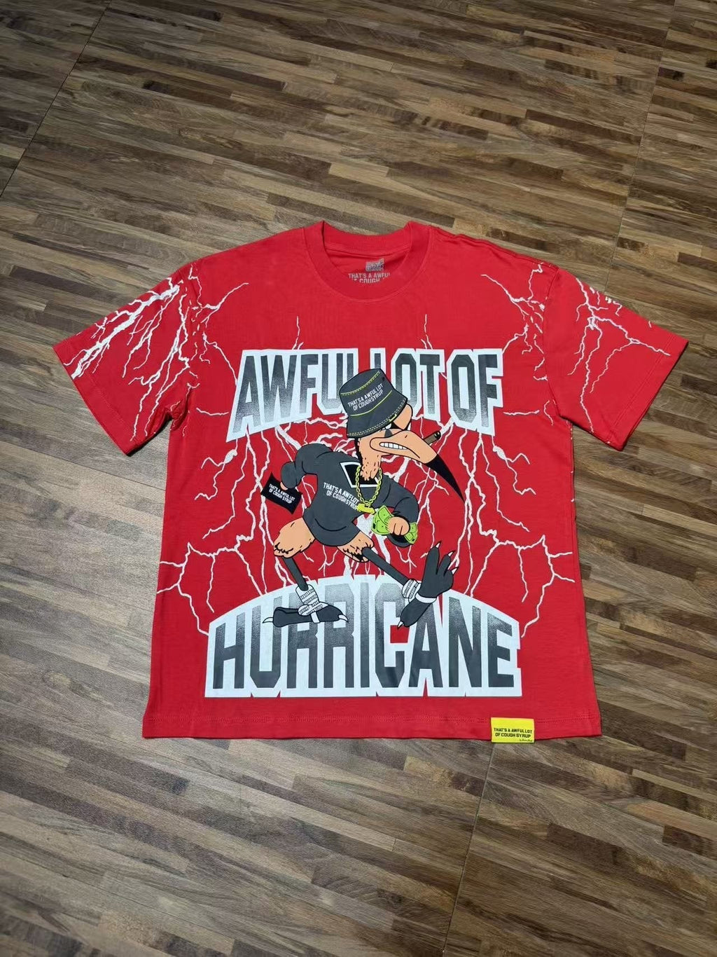 THAT'S A AWFUL LOT OF COUGH SYRUP Lightning Cartoon Graphic T-Shirt ¡ª front
