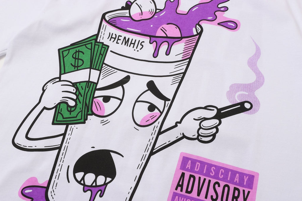 THAT'S A AWFUL LOT OF COUGH SYRUP White Front & Back Graphic T-Shirt ¡ª detail