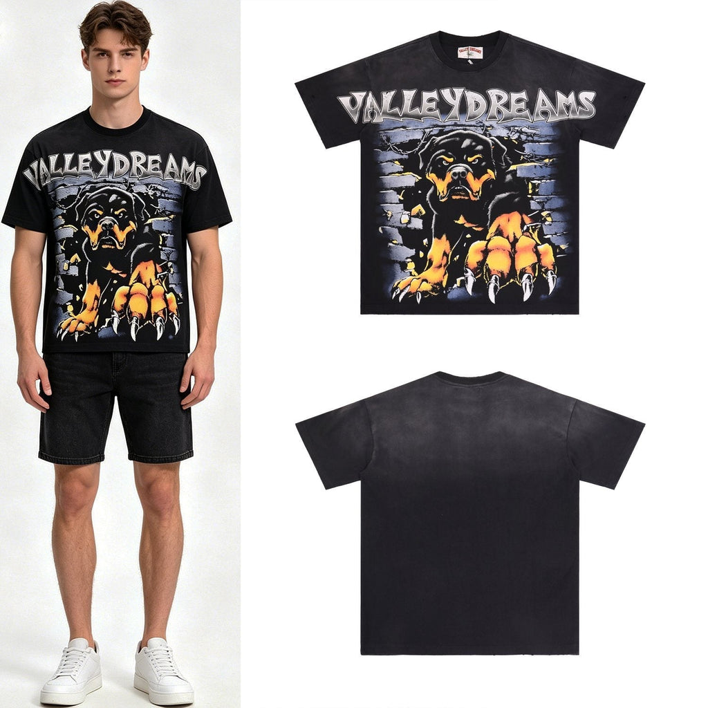 Valley Dreams Rottweiler Graphic Washed Black T-Shirt ¡ª context
