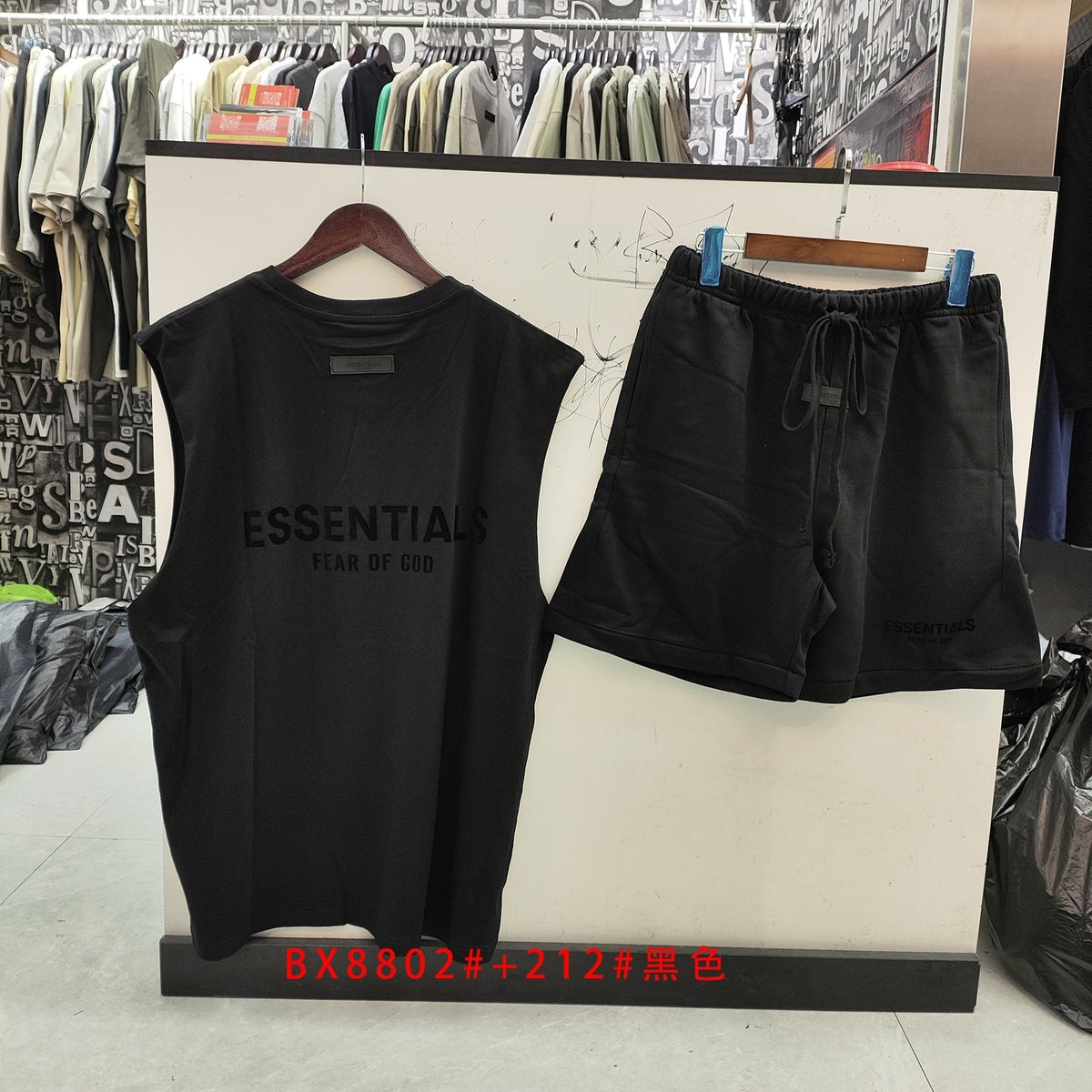 ESSENTIALS Sleeveless Top & Drawstring Shorts Set ¡ª back