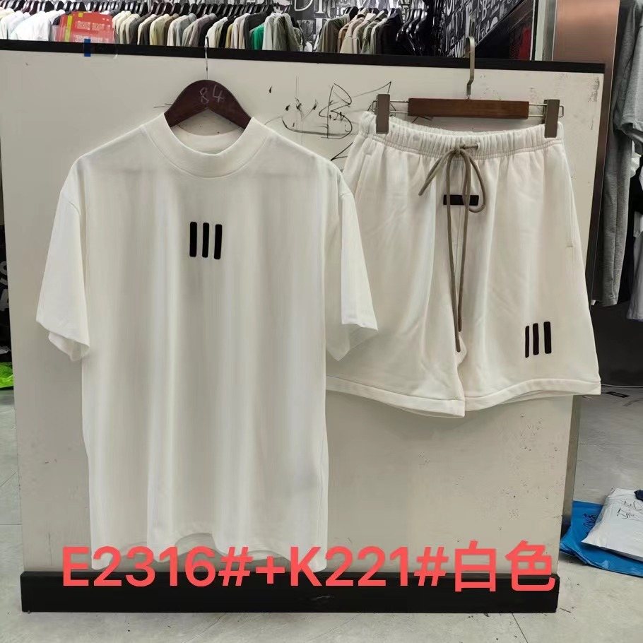ESSENTIALS Three-Bar Graphic T-Shirt and Shorts Set ¡ª front