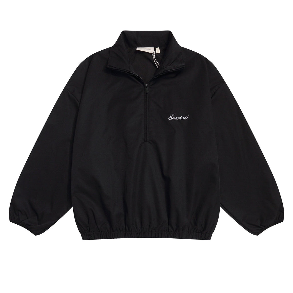 Essentials Black Half-Zip Windbreaker Jacket ¡ª hero