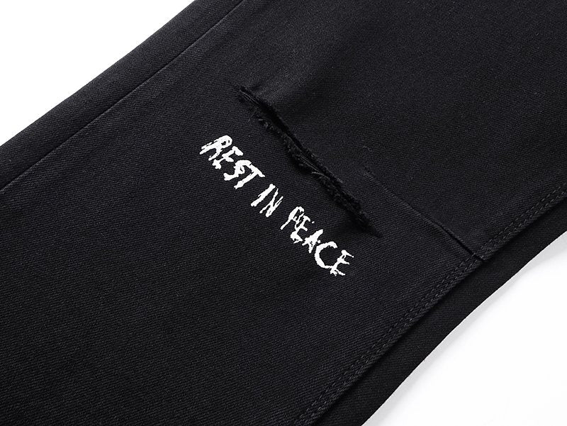 R+A Black Cross Graphic Jeans ¡ª detail