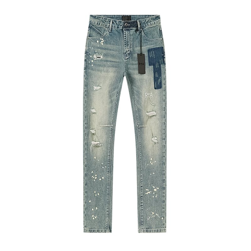 R+A Light Blue Distressed Paint Splatter Jeans ¡ª hero