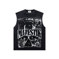 MAJESTIK Washed Black Studded Sleeveless T-Shirt ¡ª hero