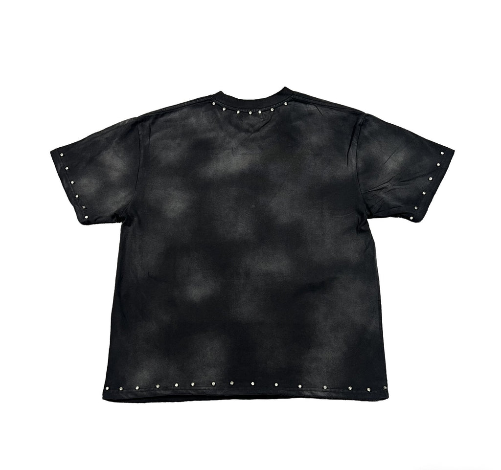 DUAA Blue Motorcycle Graphic Studded T-Shirt ¡ª back