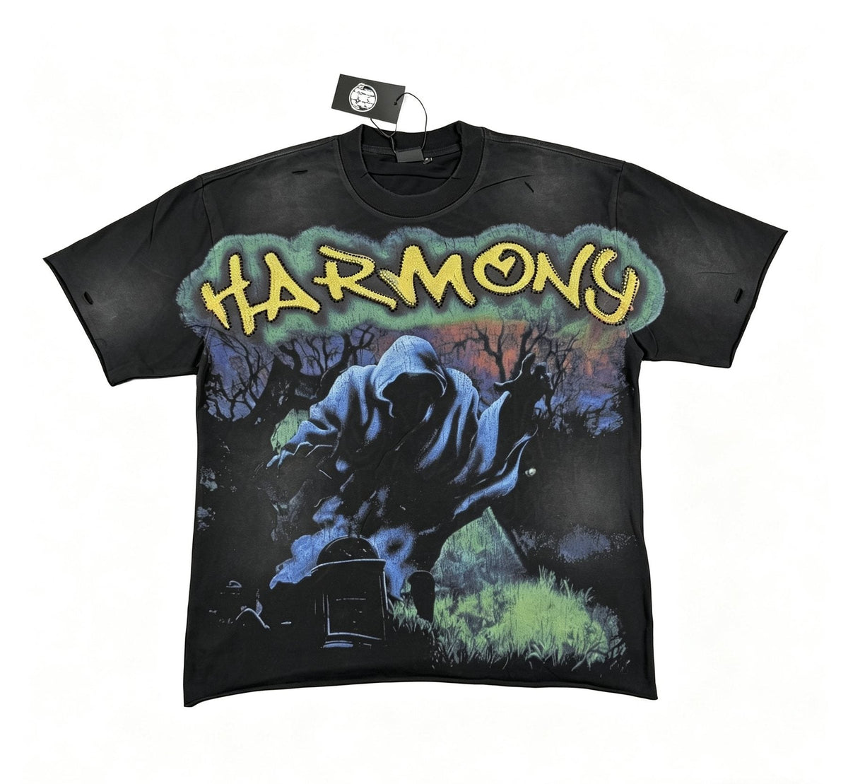 HARMONY New Age Black Front & Back Graphic T-Shirt ¡ª front