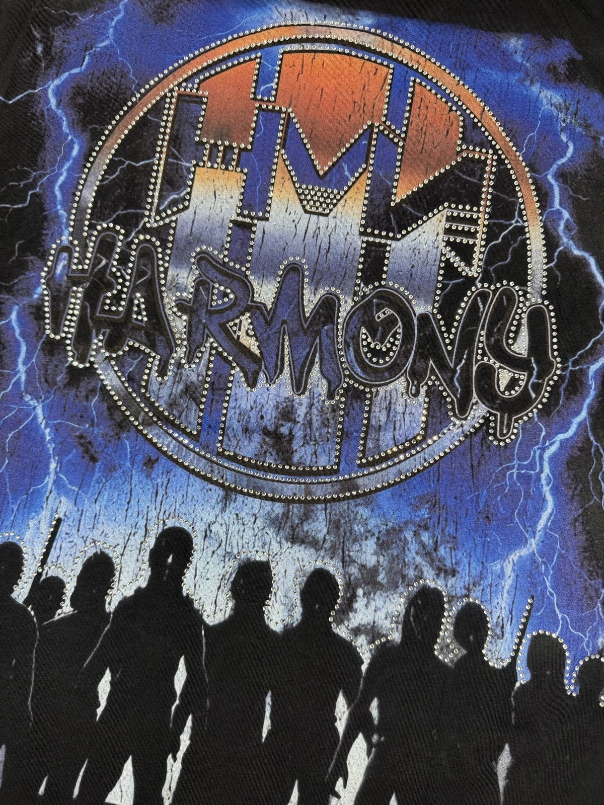 HARMONY New Age Distressed Rhinestone Graphic T-Shirt ¡ª detail