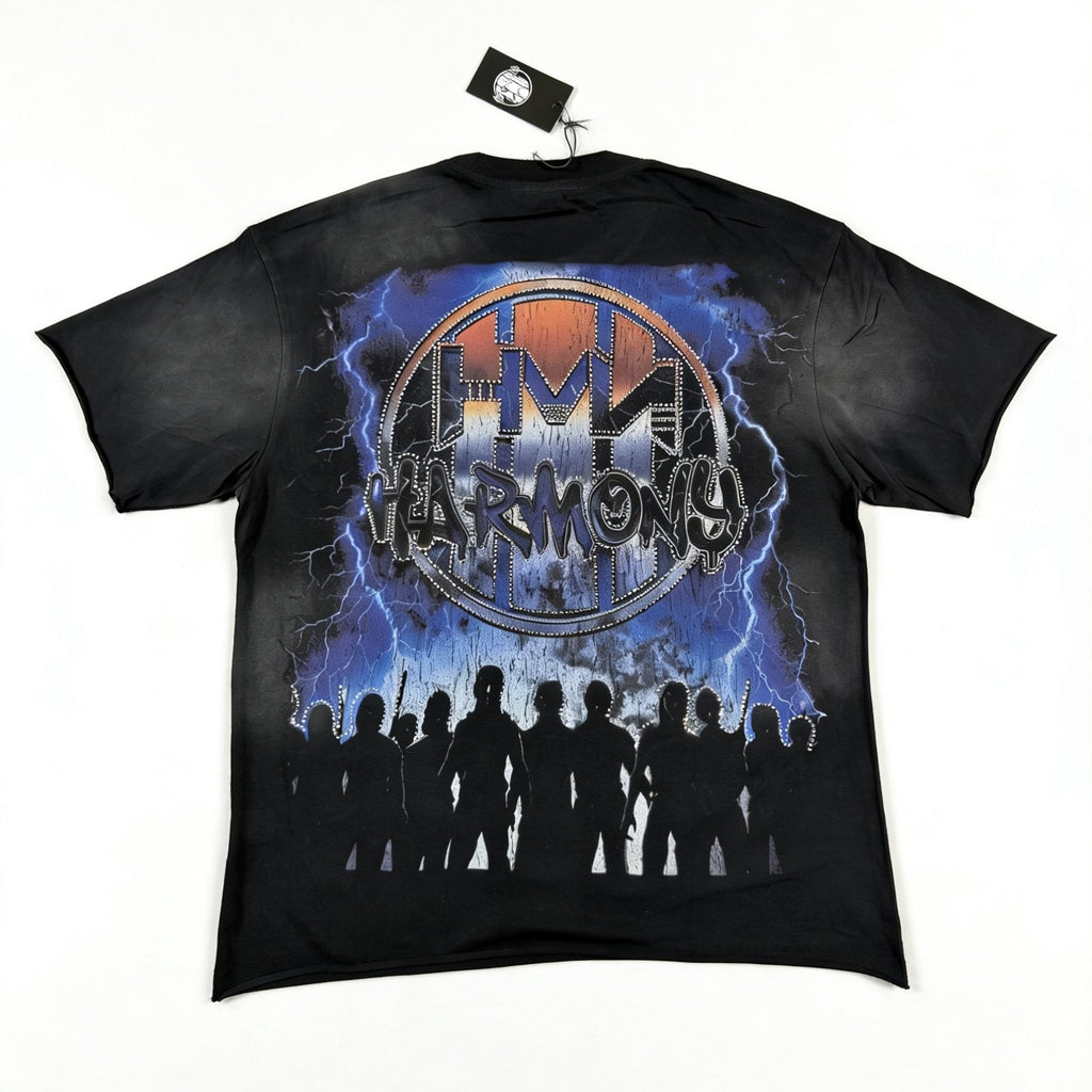 HARMONY New Age Distressed Rhinestone Graphic T-Shirt ¡ª back