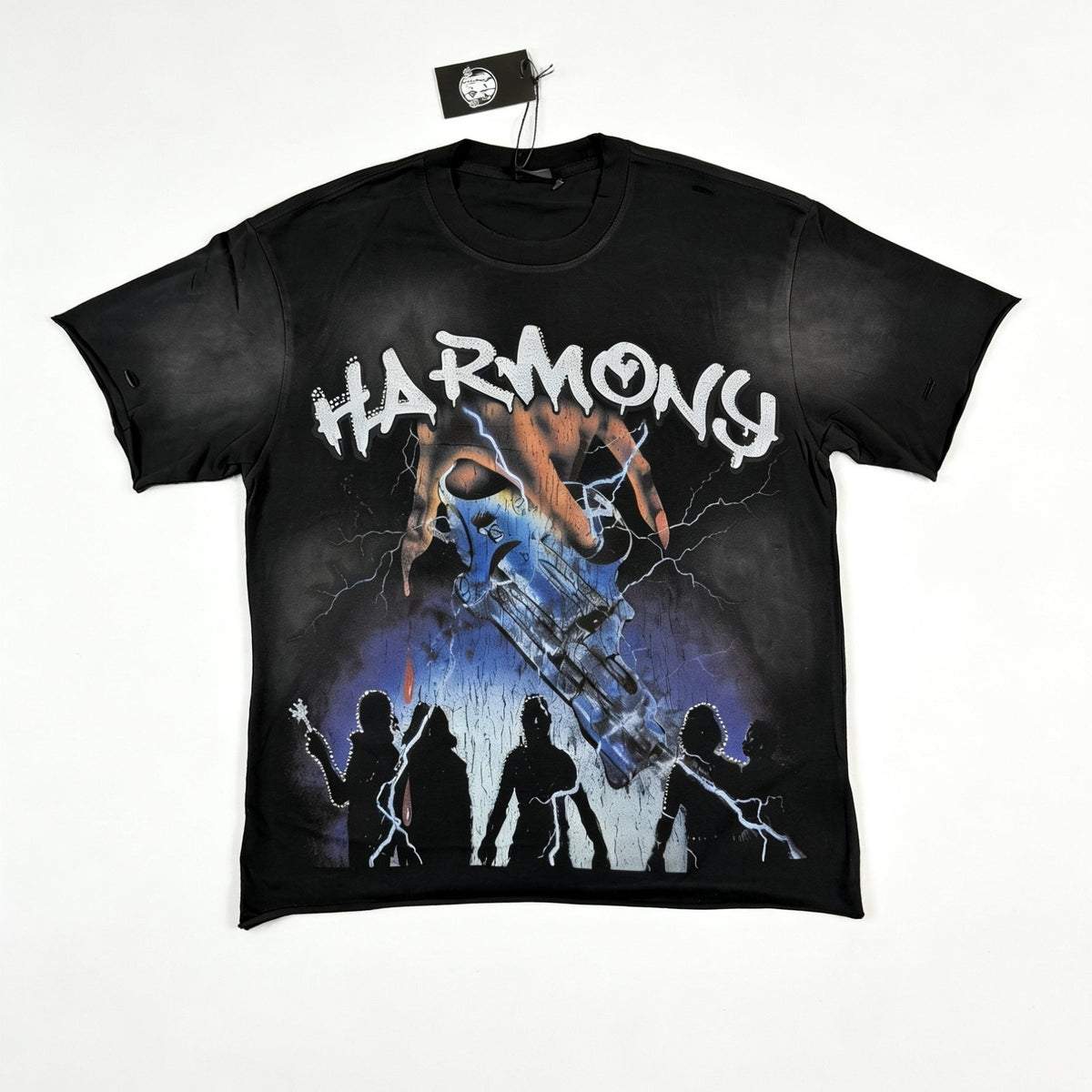HARMONY New Age Distressed Rhinestone Graphic T-Shirt ¡ª hero