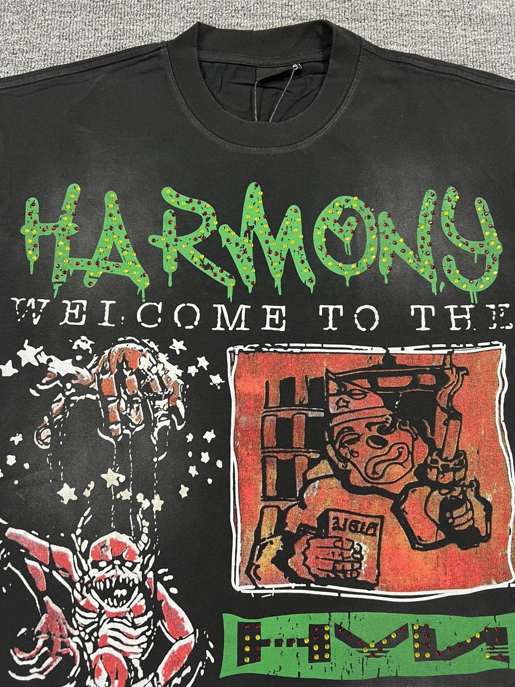 HARMONY New Age Rhinestone Graphic T-Shirt ¡ª detail