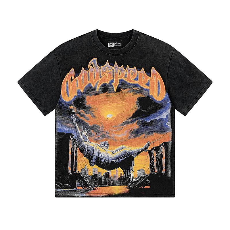 Godspeed Out of Many One Washed Black Graphic T-Shirt ¡ª hero