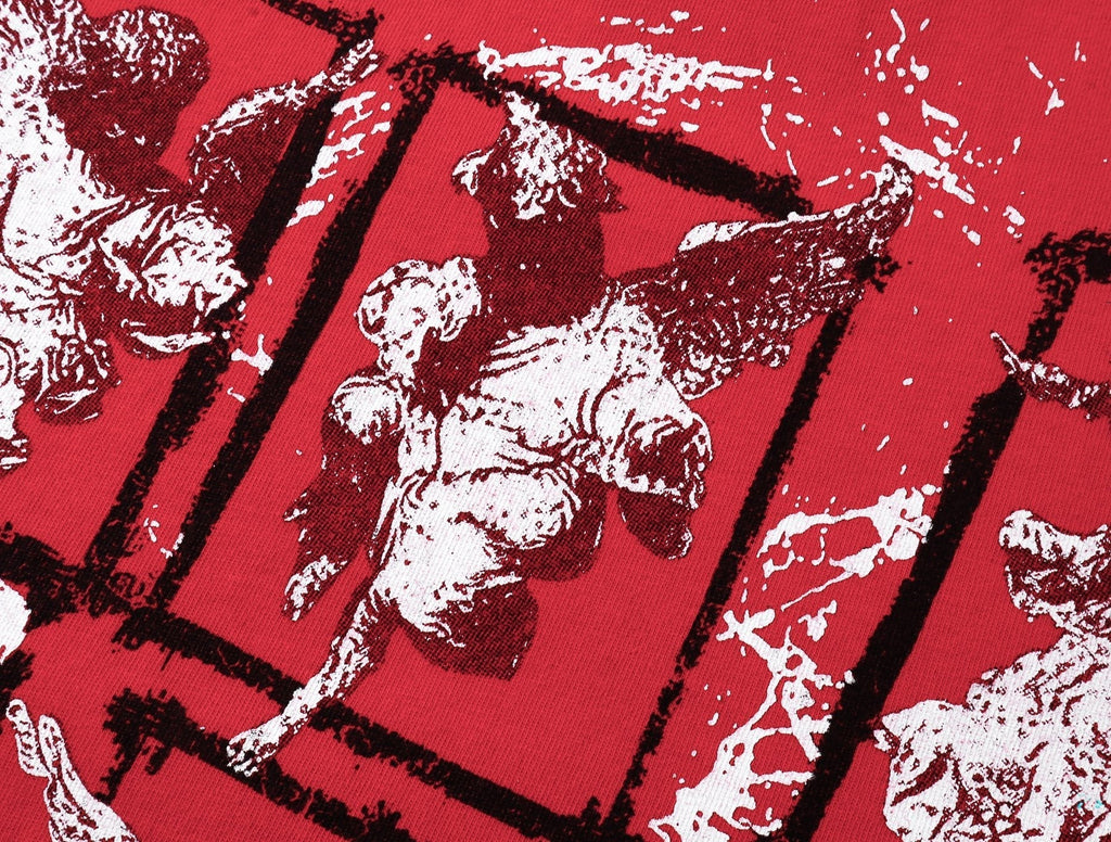 MIXED EMOTION Washed Red Front & Back Graphic T-Shirt ¡ª detail