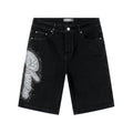 AMIRI Black Rhinestone Script Denim Shorts ¡ª hero