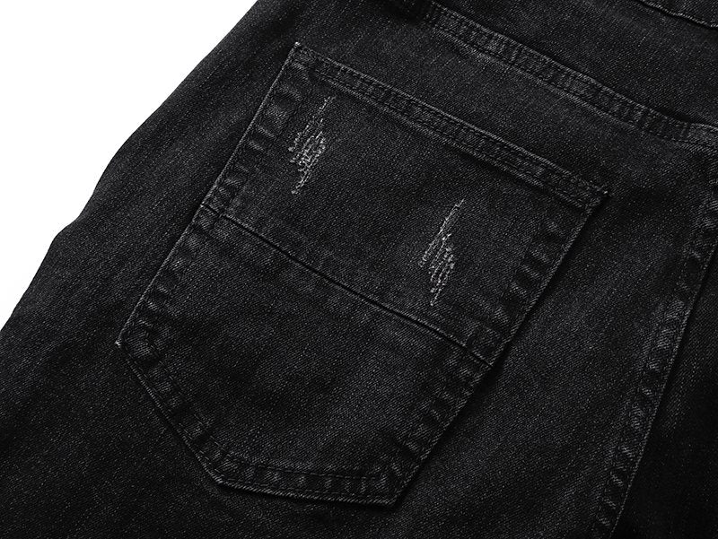 AMIRI Black Distressed Ribbed Knee Jeans ¡ª detail