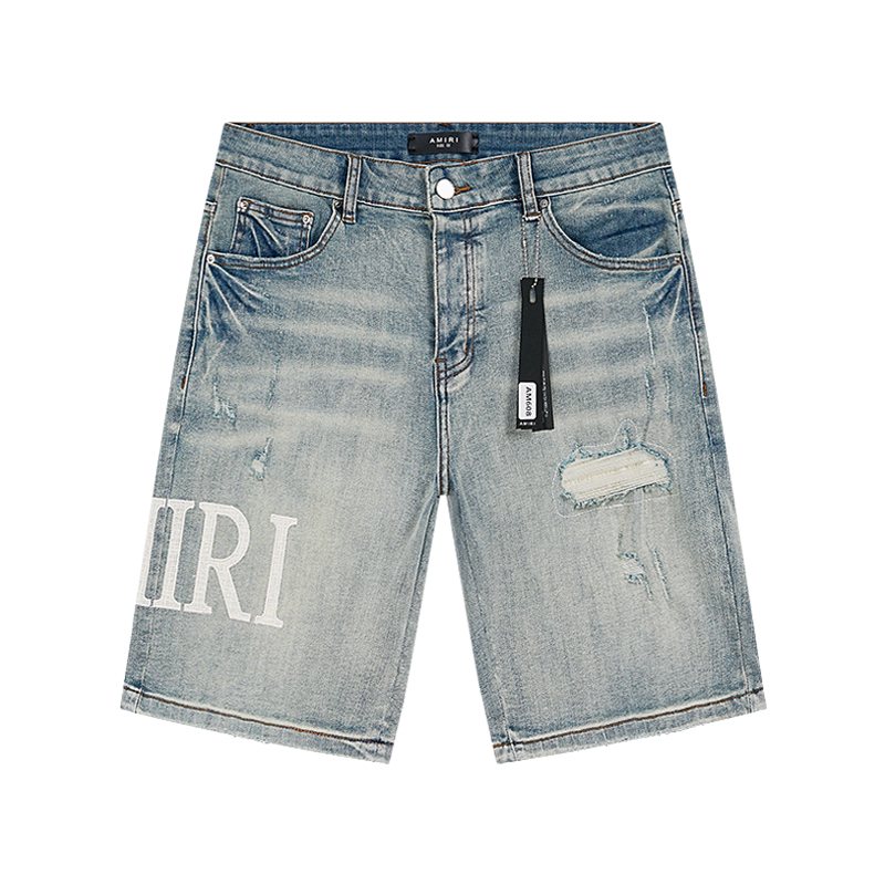 AMIRI Light Blue Distressed Denim Shorts ¡ª hero
