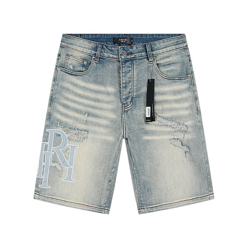 AMIRI Light Blue Monogram Denim Shorts ¡ª hero