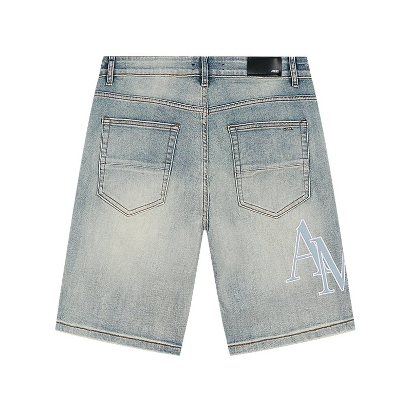 AMIRI Light Blue Monogram Denim Shorts ¡ª back