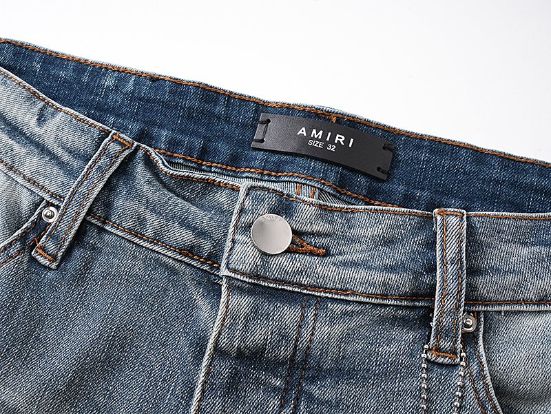 AMIRI Logo Graphic Light Blue Denim Shorts ¡ª detail