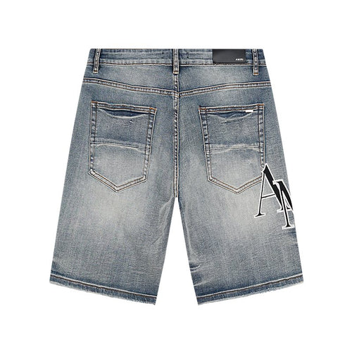 AMIRI Logo Graphic Light Blue Denim Shorts ¡ª back