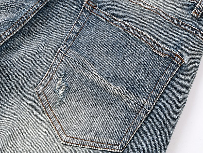 AMIRI Light Blue Distressed Denim Shorts ¡ª detail