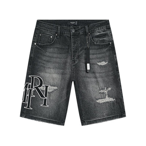 AMIRI Collegiate Graphic Denim Shorts - Black ¡ª hero