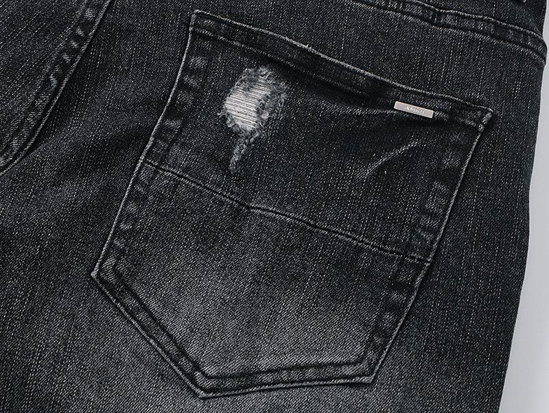 AMIRI Collegiate Graphic Denim Shorts - Black ¡ª detail