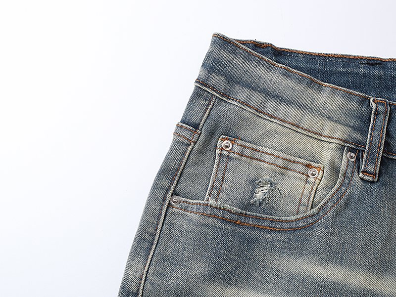 AMIRI Light Blue Letter Patch Denim Shorts ¡ª detail
