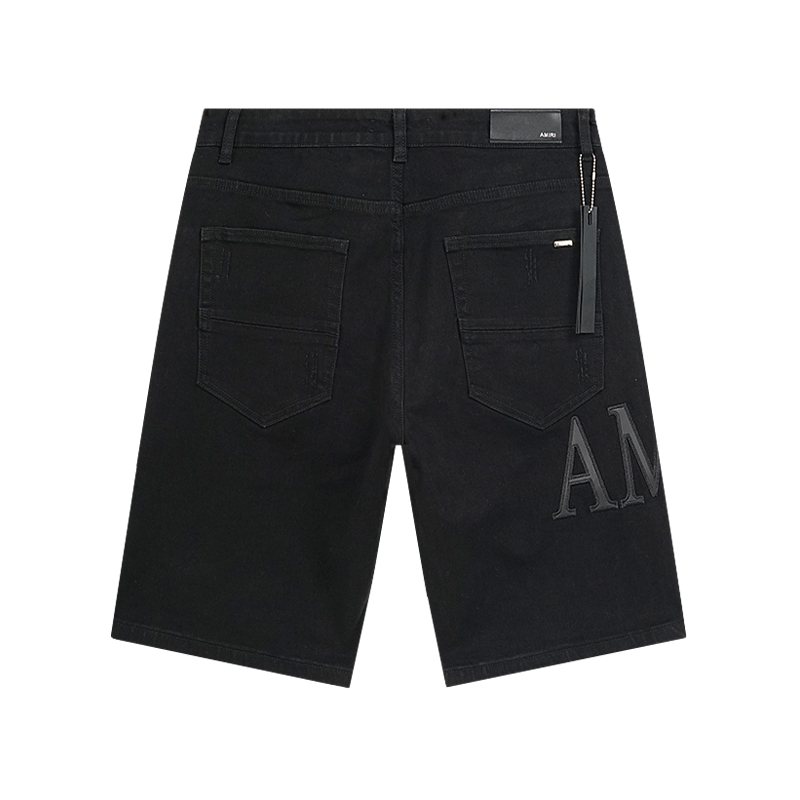 AMIRI Distressed Black Denim Shorts ¡ª back