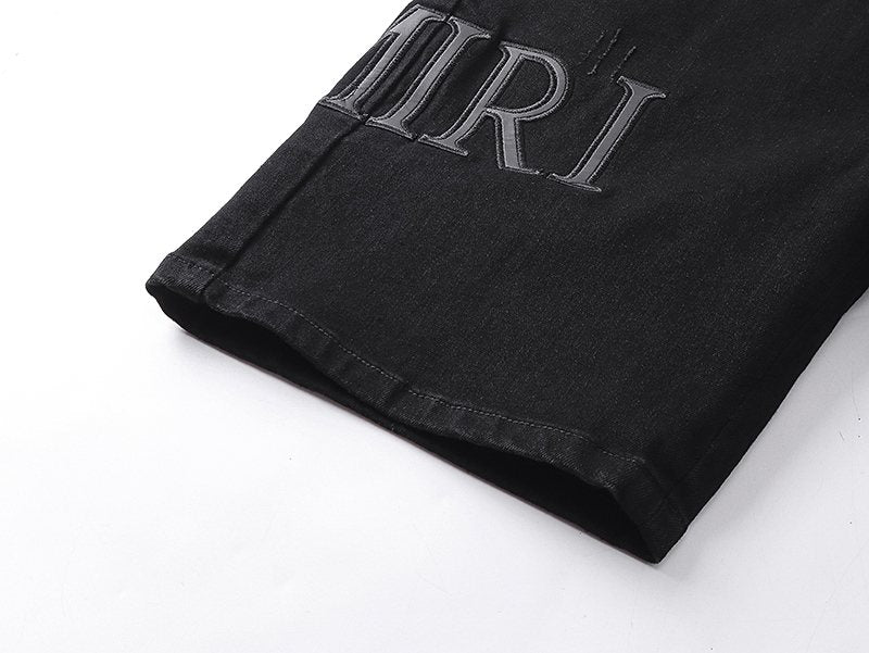 AMIRI Distressed Black Denim Shorts ¡ª detail