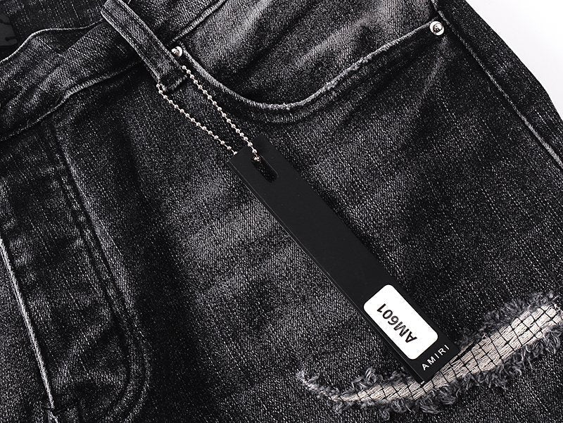 AMIRI Washed Black Embroidered Denim Shorts ¡ª hang_tag
