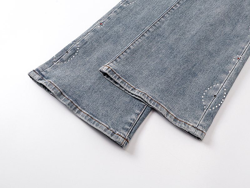 Purple Brand Light Blue Washed Flare Jeans ¡ª detail