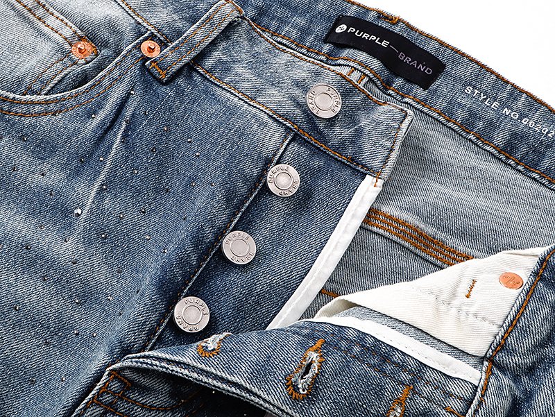 Purple Brand Light Blue Distressed Flare Jeans ¡ª detail
