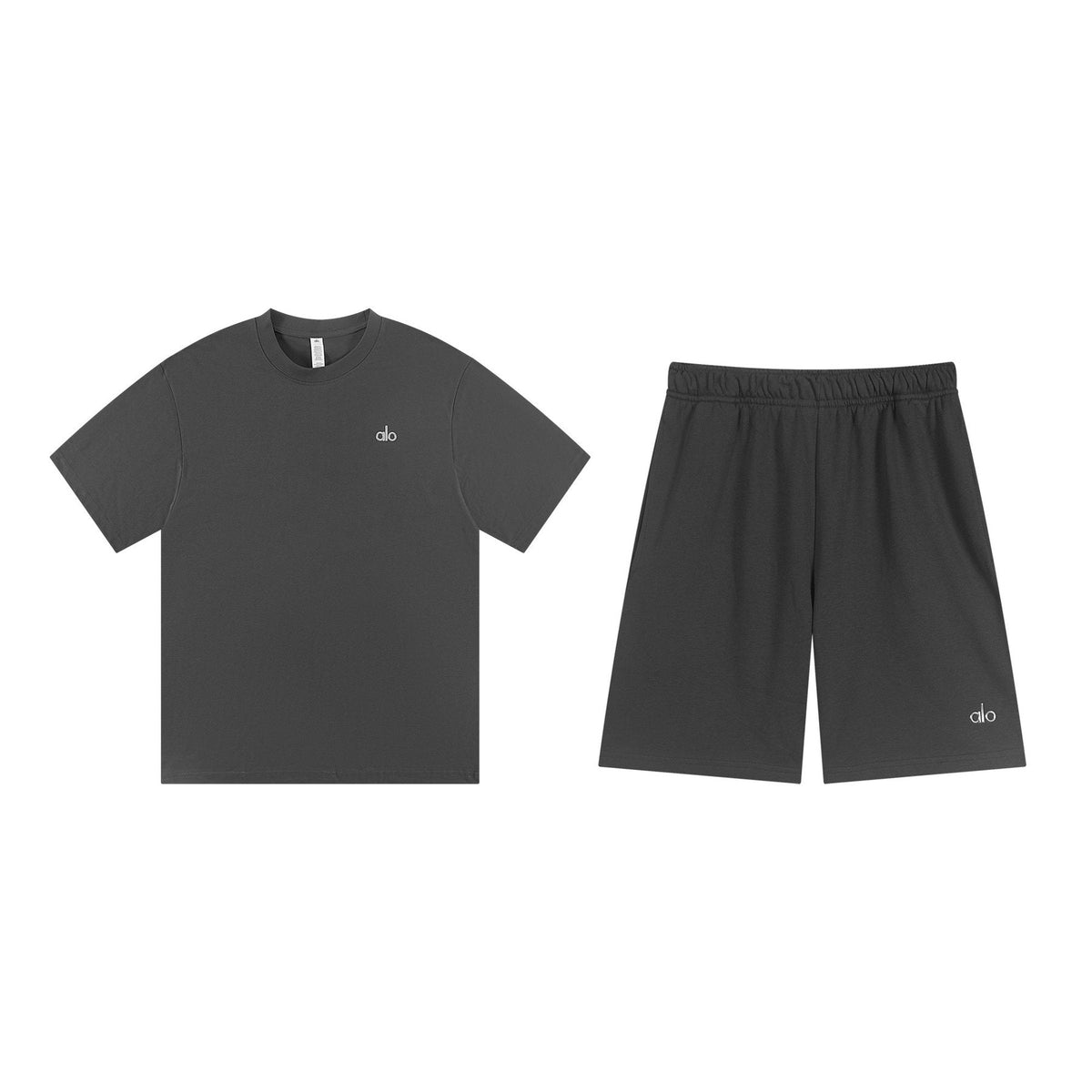 alo Solid Logo T-Shirt & Shorts Set ¡ª front