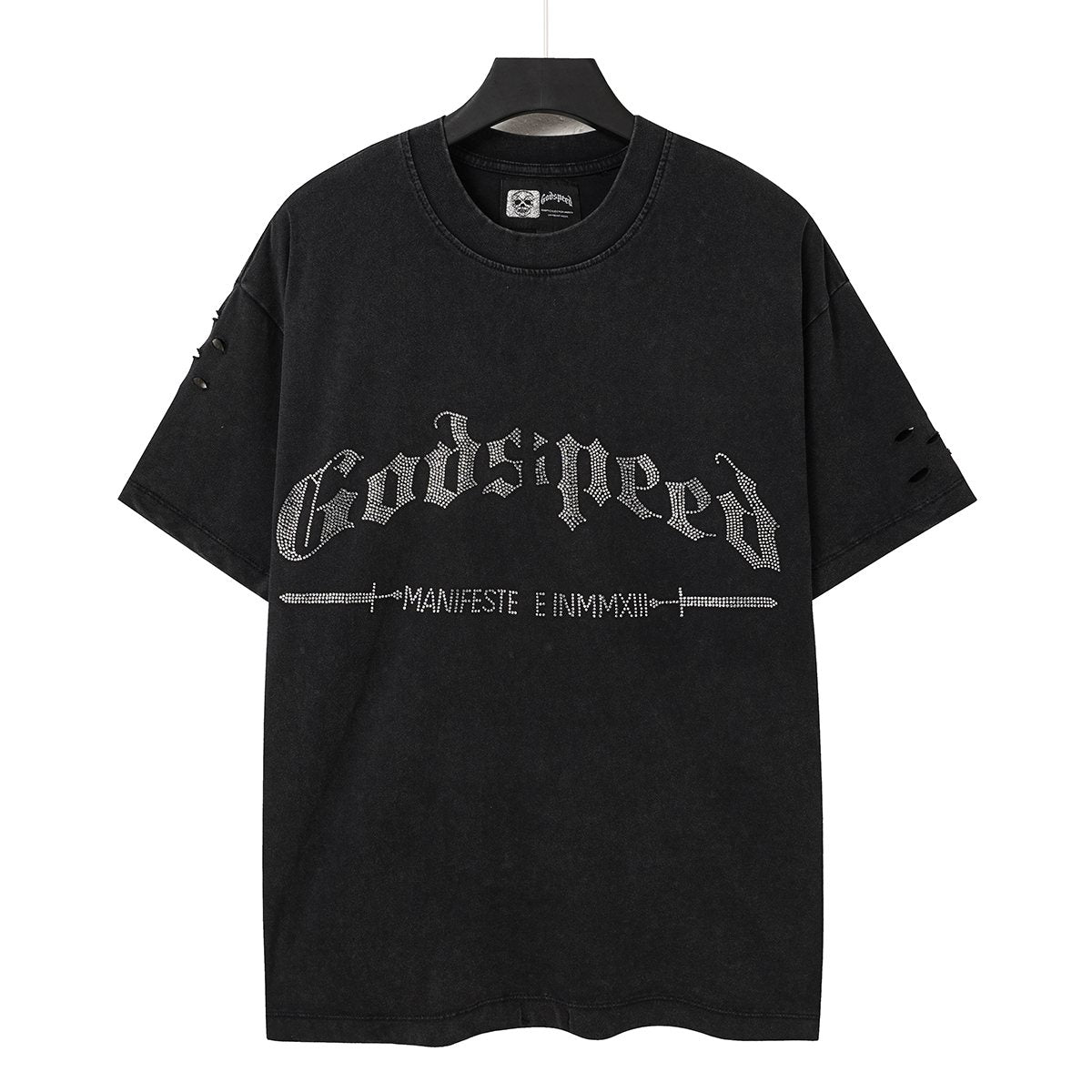 Godspeed Washed Rhinestone Graphic T-Shirt ¡ª front