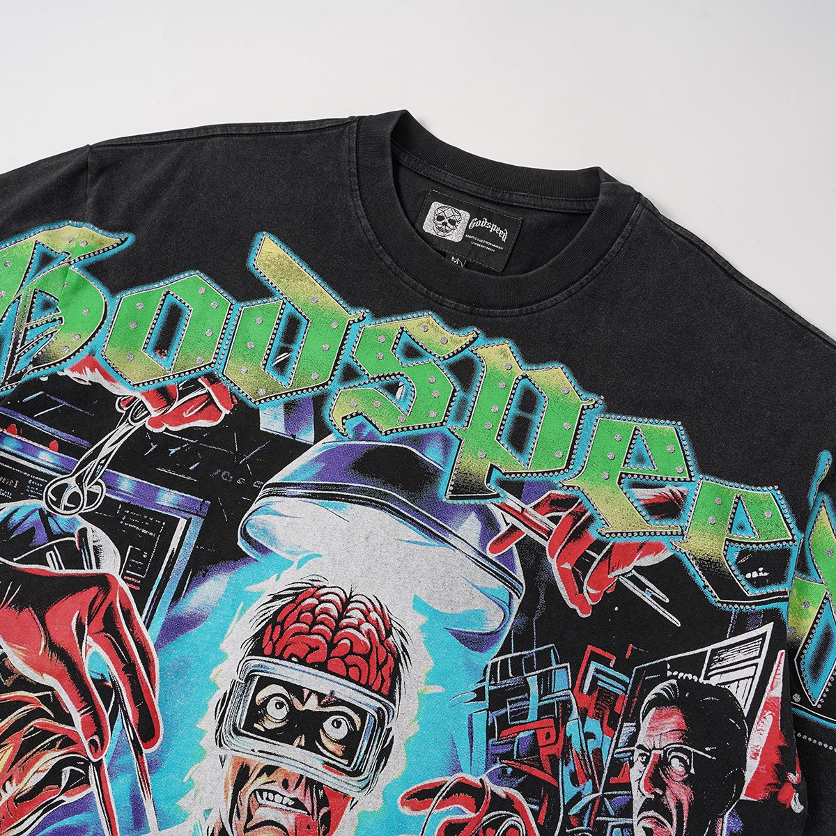 Godspeed Washed Black Rock Graphic T-Shirt ¡ª detail