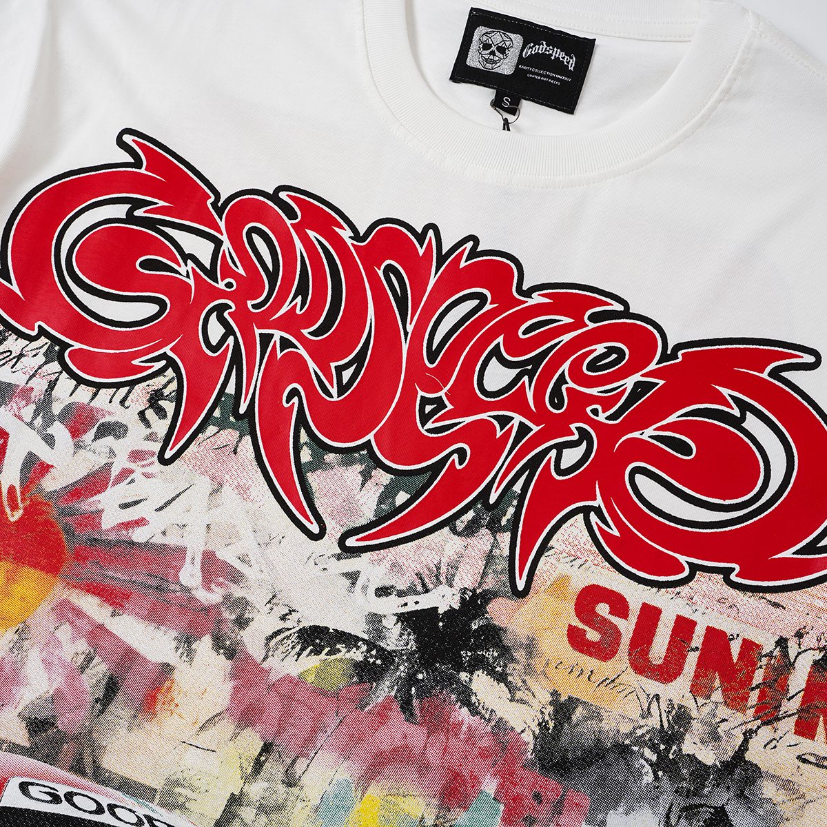 Godspeed Racing Graffiti Graphic T-Shirt - White ¡ª detail
