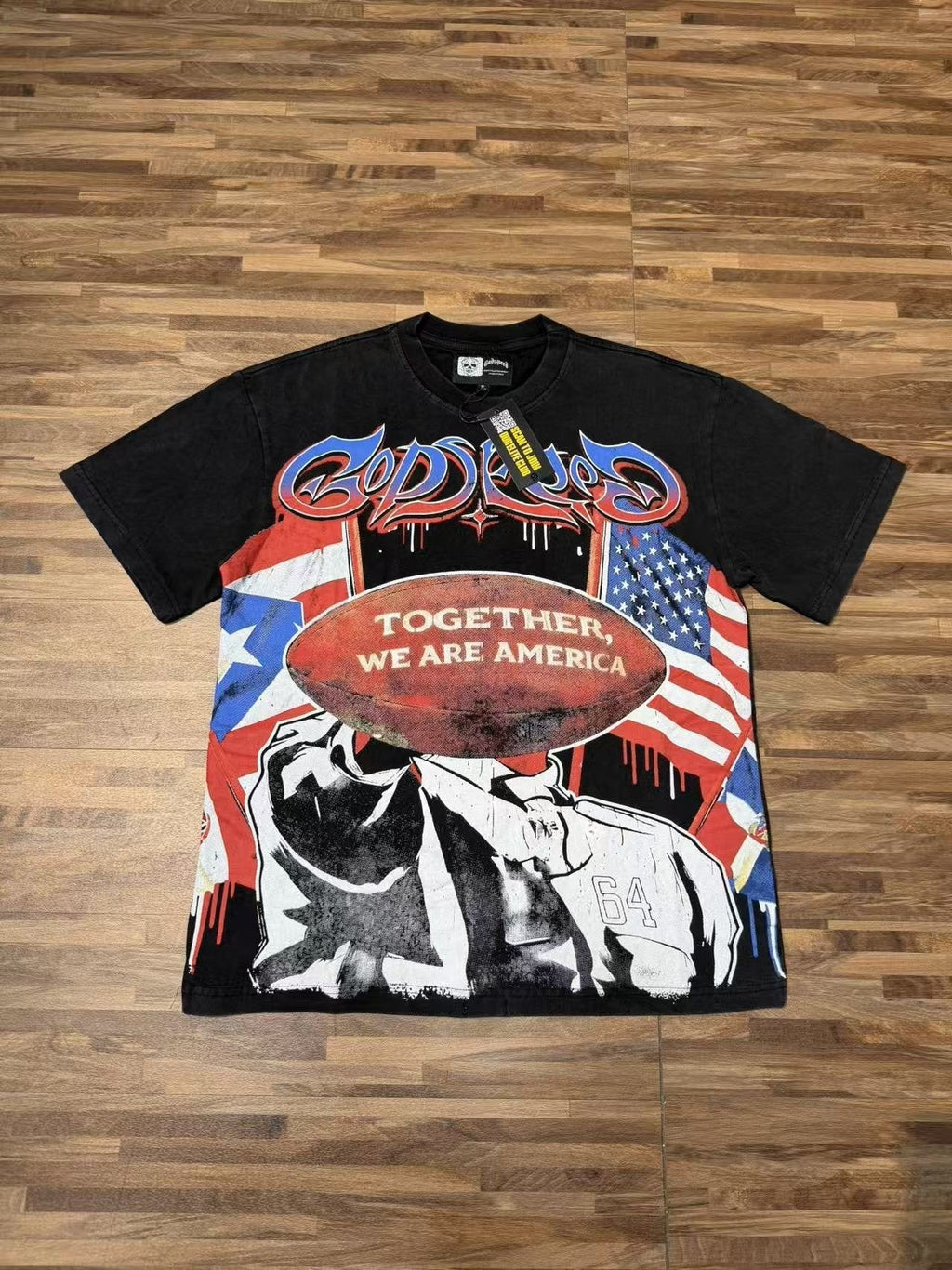 Godspeed Together We Are America Football Graphic T-Shirt ¡ª front