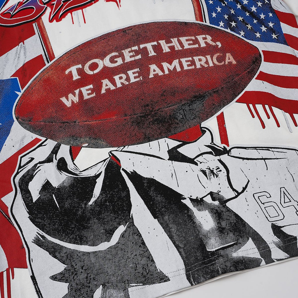 Godspeed Patriotic Football Graphic T-Shirt ¡ª detail