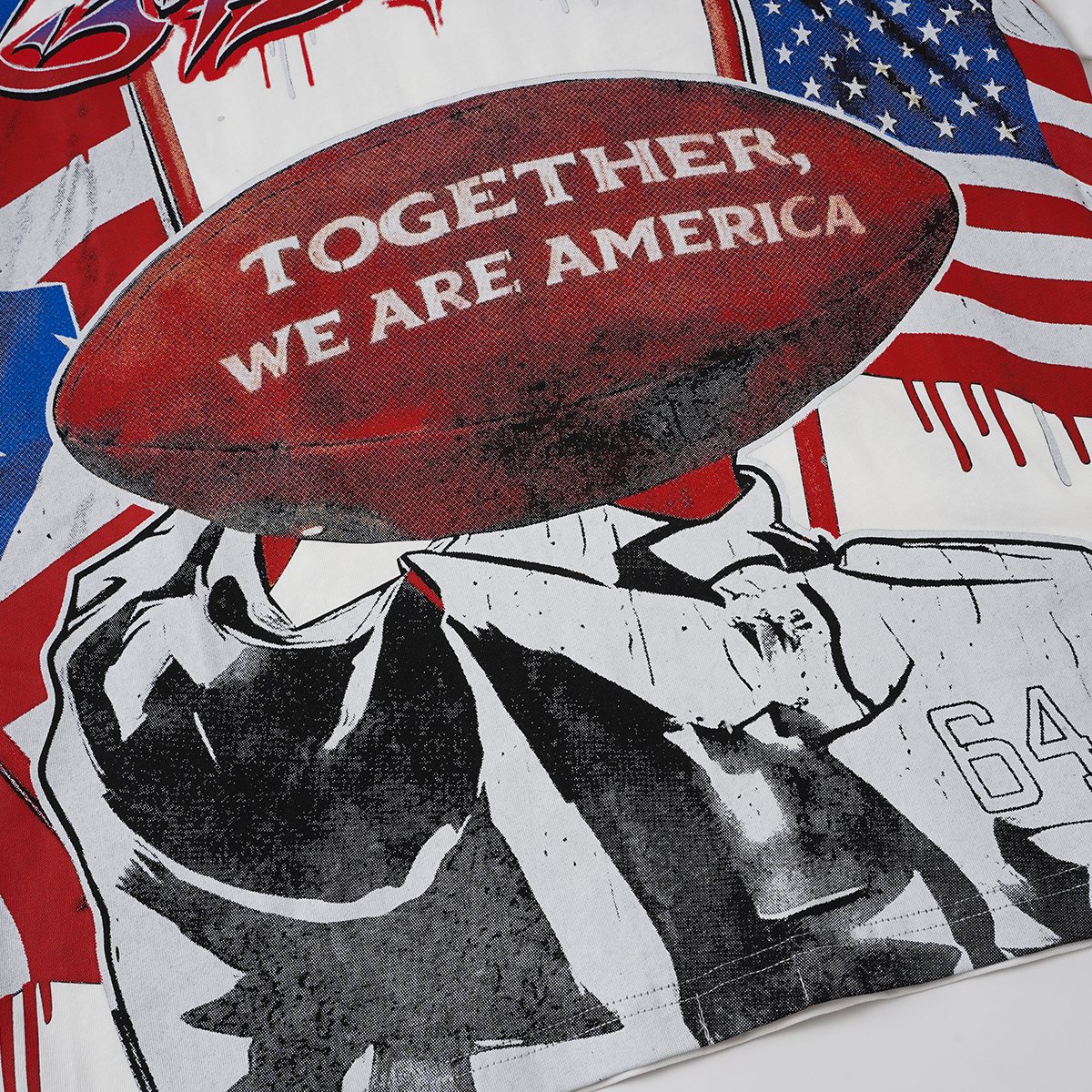 Godspeed Patriotic Football Graphic T-Shirt ¡ª detail