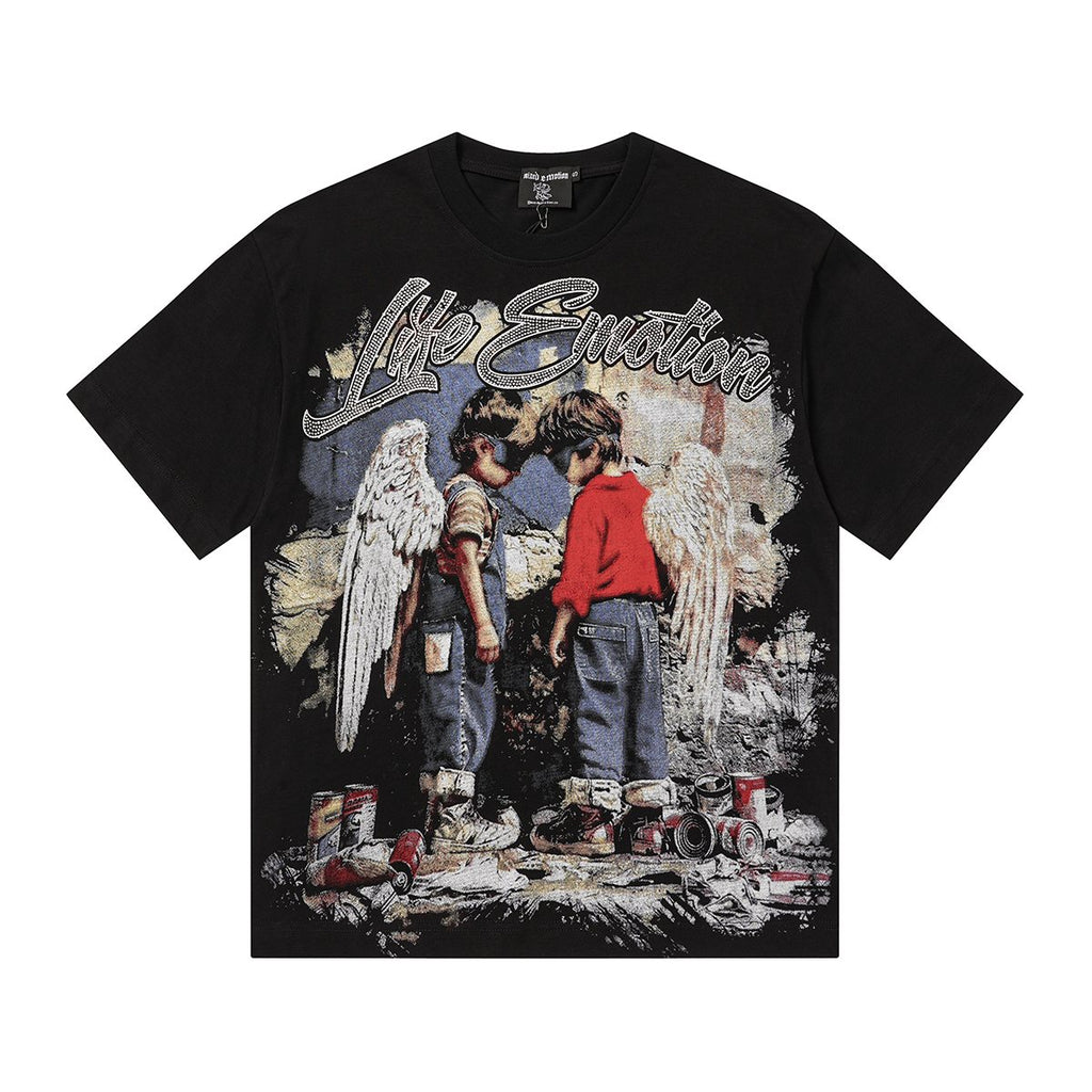 MIXED EMOTION Rhinestone Graphic T-Shirt ¡ª hero