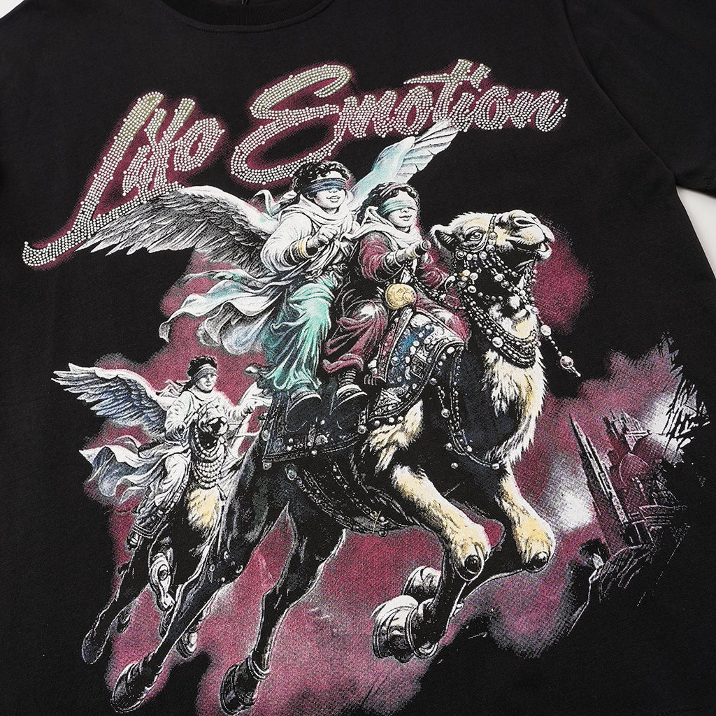 MIXED EMOTION Rhinestone Graphic Short-Sleeve T-Shirt ¡ª detail