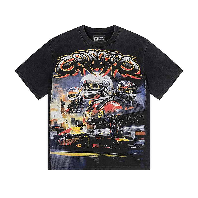 Godspeed Washed Black Racing Graphic T-Shirt ¡ª hero