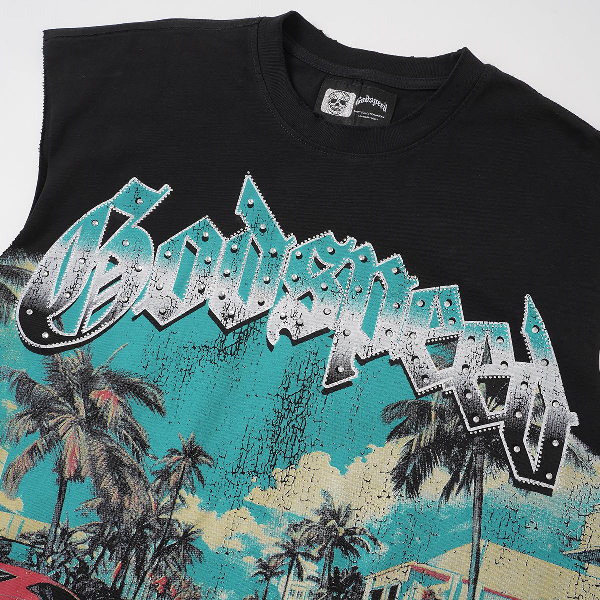Godspeed Street Car Graphic Sleeveless T-Shirt ¡ª detail