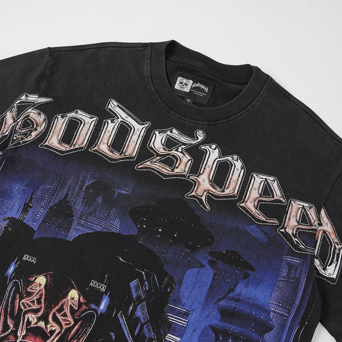 Godspeed Washed Black Rock Graphic T-Shirt ¡ª detail