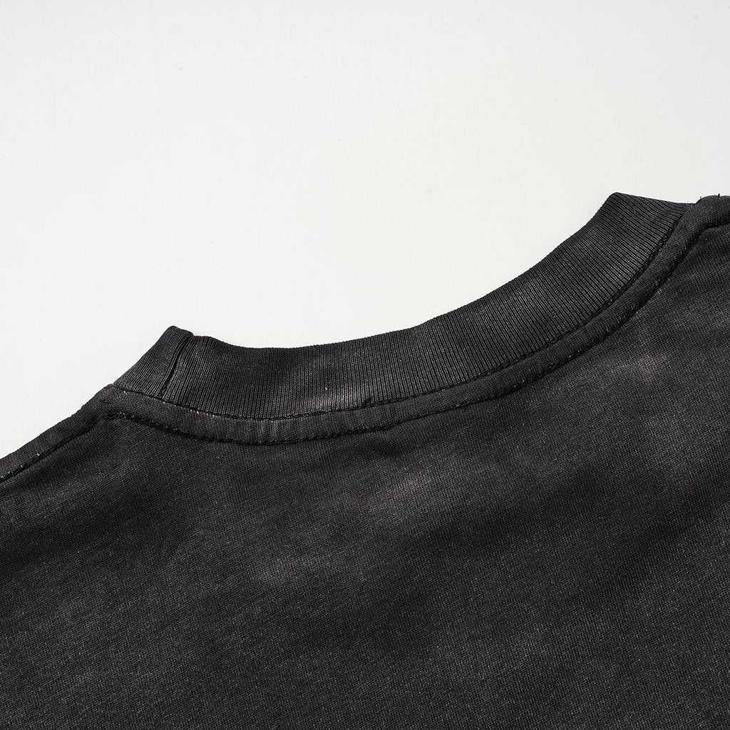 VALLEY Washed Black Graphic T-Shirt ¡ª fabric_closeup