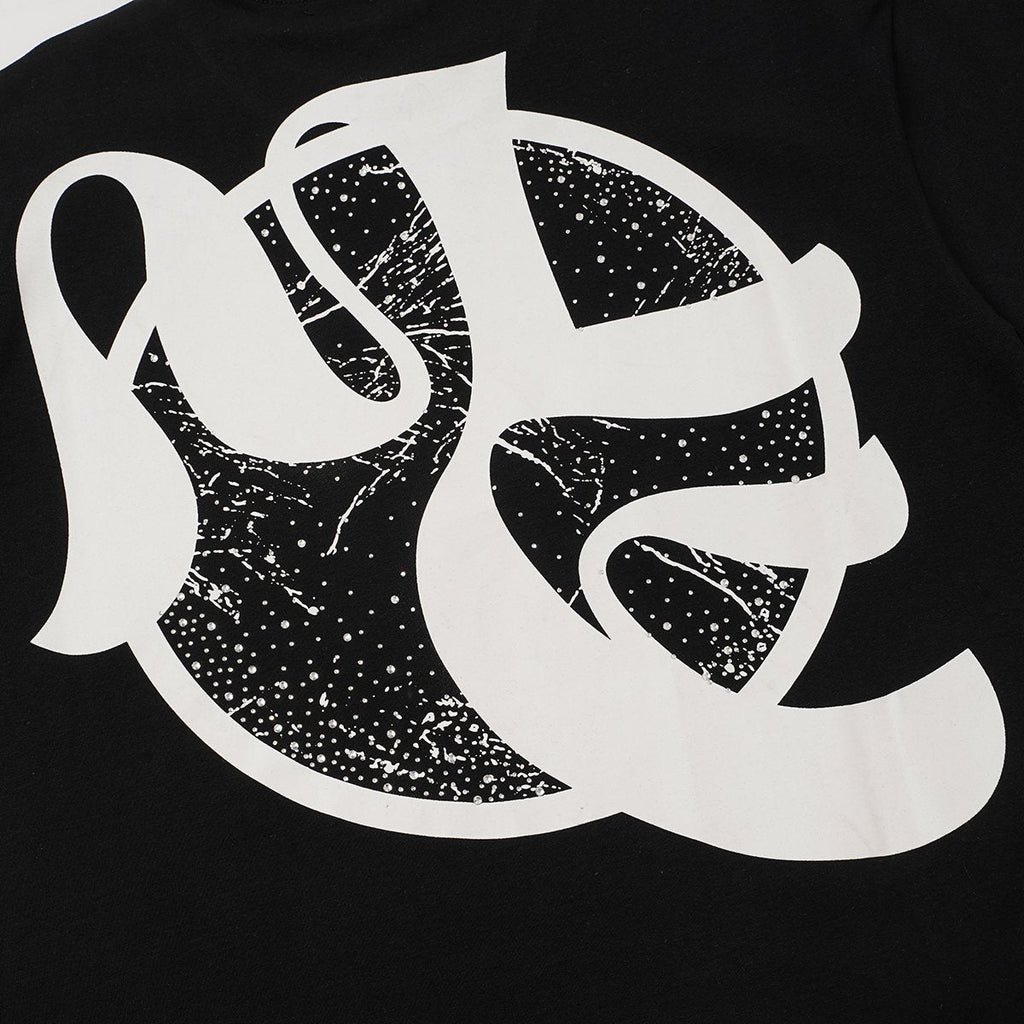 MIXED EMOTION Black Illustrated Front & Back Graphic T-Shirt ¡ª detail