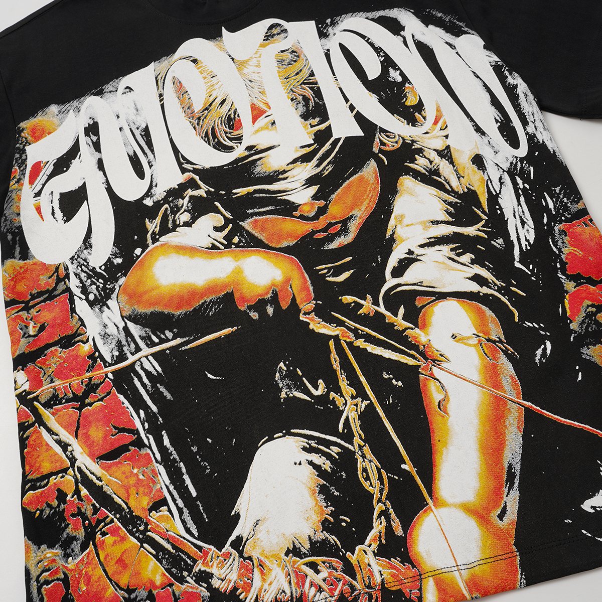 MIXED EMOTION Black Illustrated Front & Back Graphic T-Shirt ¡ª detail